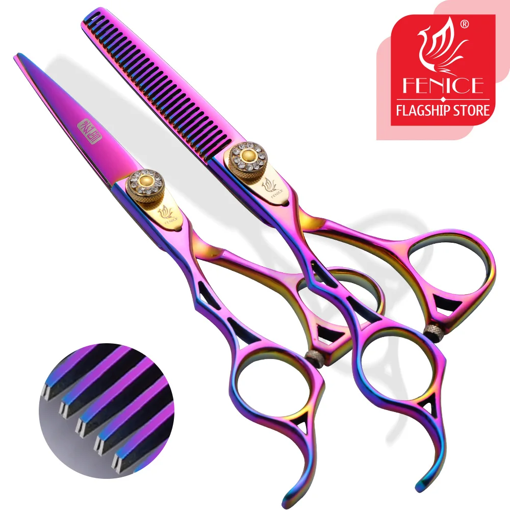 

Fenice 5.5 inch Left-handed Pets Grooming Scissors Set Dogs Cat Animal Cutting Tools Straight Thinning Shear