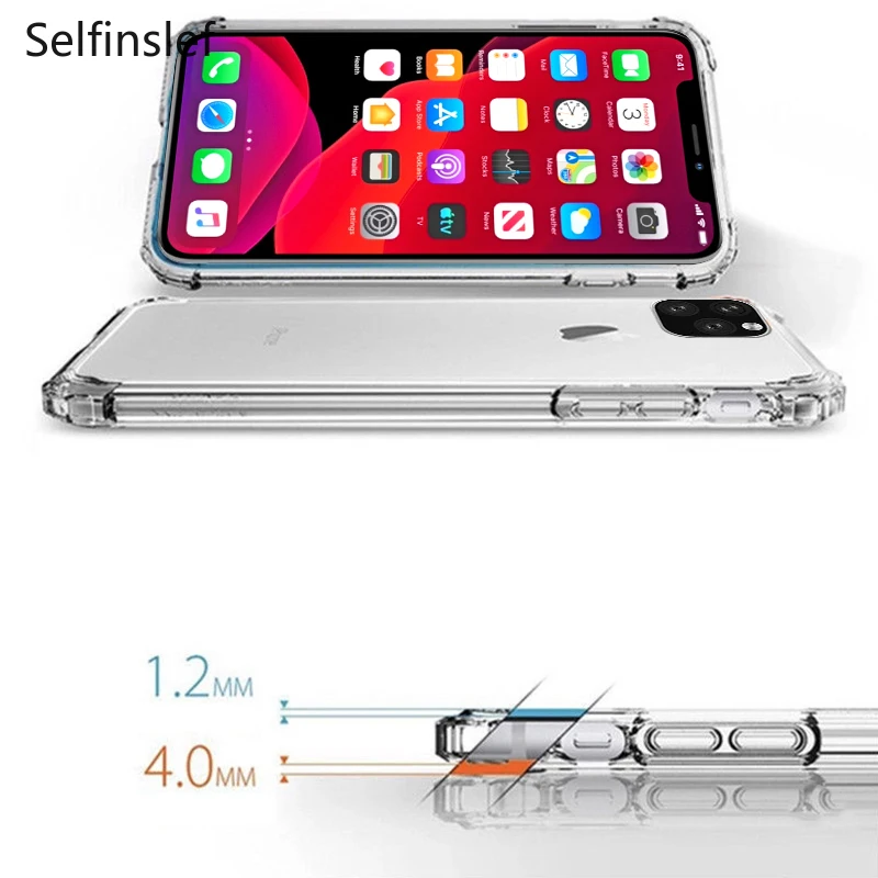 Сверхпрочный защитный чехол для iPhone 11 Pro Max X XS Max, усиленный силиконовый прозрачный чехол с четырьмя углами для iPhone XR 6 6S 7 8 Plus