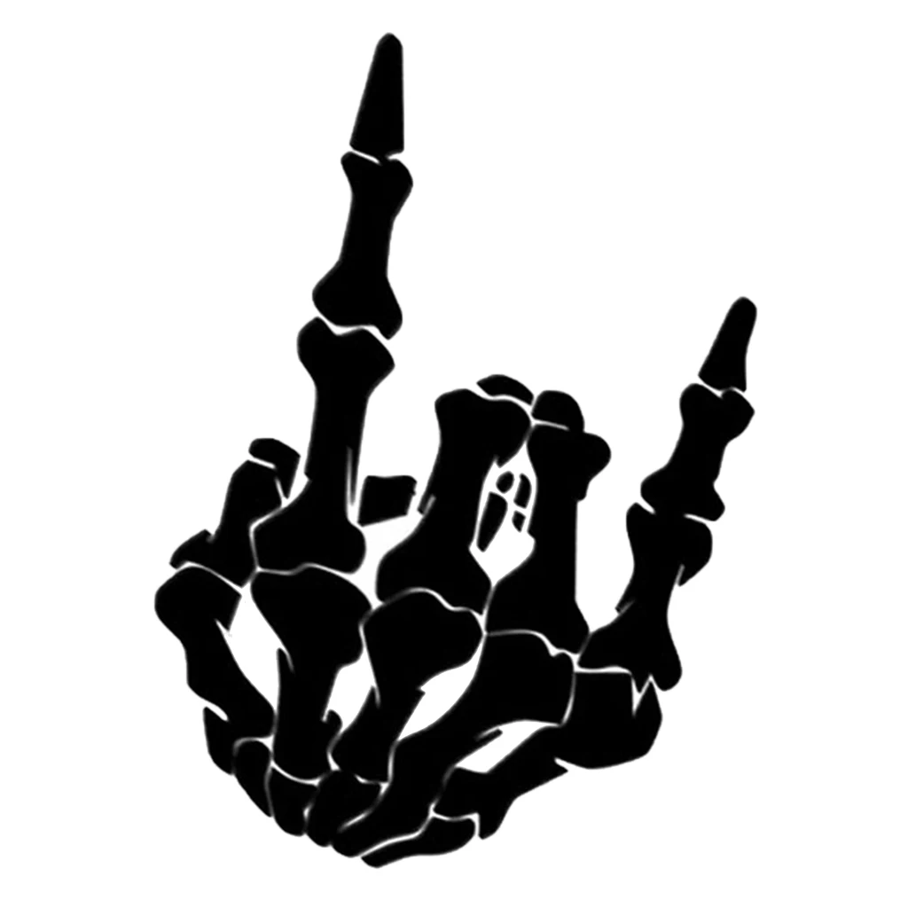 Rock Finger Skeleton Hand Cartoon Vinyl Decal Sticker (7inch Tall)