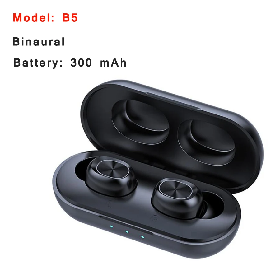 TWS V5.0 Bluetooth наушники Беспроводная гарнитура спортивные беспроводные стерео наушники HIFI наушники с микрофоном для телефона - Цвет: B5 300mAh