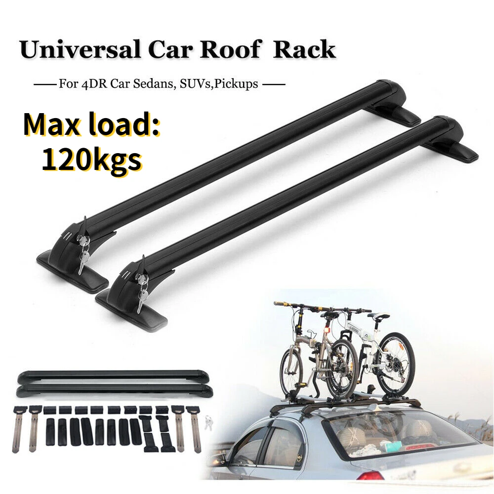 買い店舗 2個100センチメートル車ルーフラッククロスバー荷物キャリア盗難防止ロック可能なルーフラックとゴムガスケット4drための車セダンsuv 半額以下 Kingscages Com
