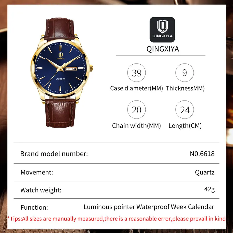 QINGXIYA Mens Watches Top Brand Luxury Fashion Waterproof Luminous Date Clock Sport Watches Mens Business Quartz Wristwatch 6618