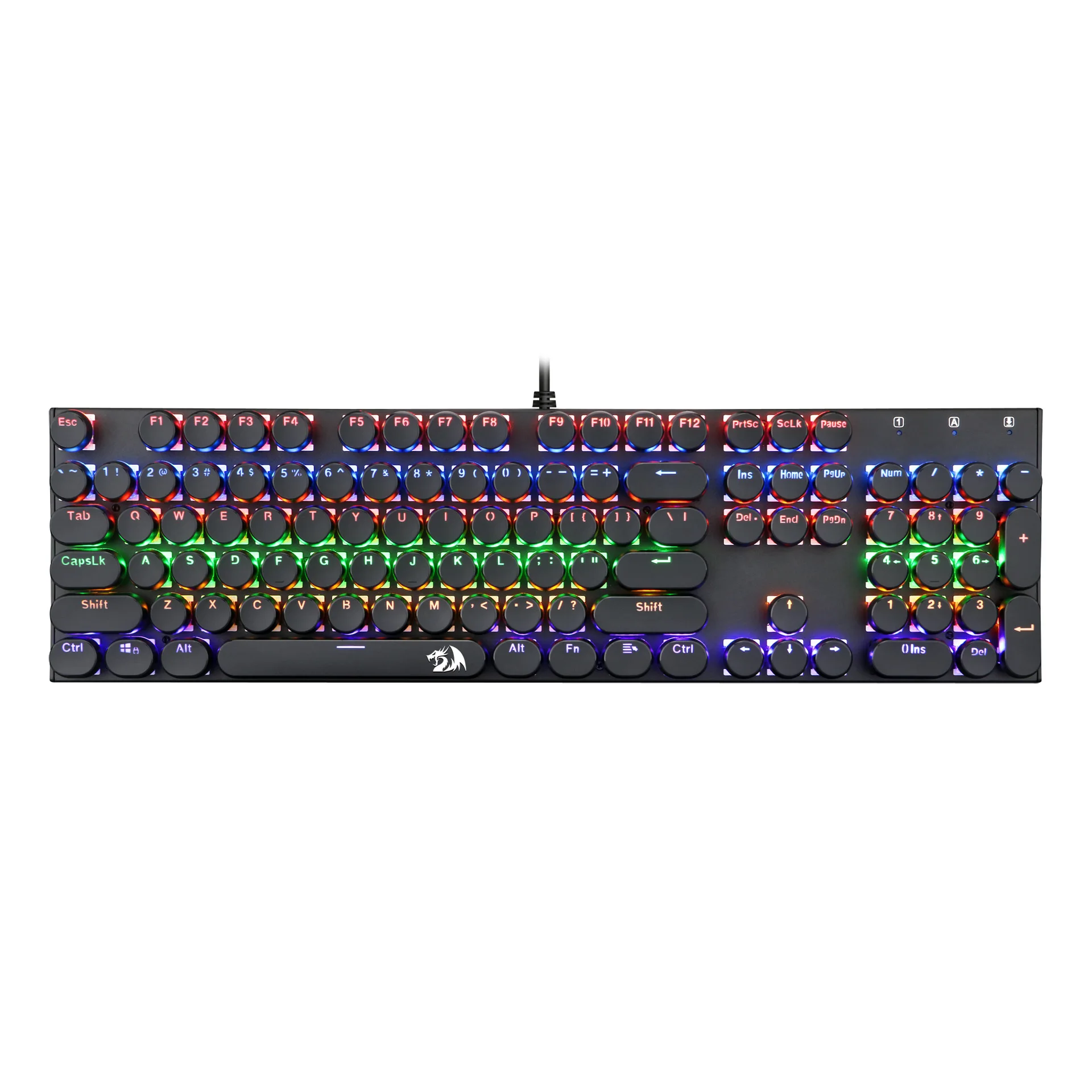 

Red Dragon hong long K350S Retro Punk Circle Key Cap Mechanical Keyboard Rainbow Changeable Anti-spill Water Dustproof Keyclick