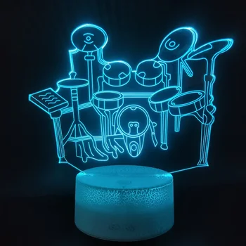

3D Lamp Modern Present Instrument The Drums Color Changing Atmosphere for Infant Living Room Decoration USB Led Night Light Lamp