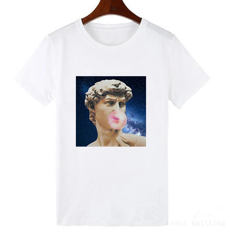 Летняя футболка с короткими рукавами принтом статуи пузыря жевательной резинки