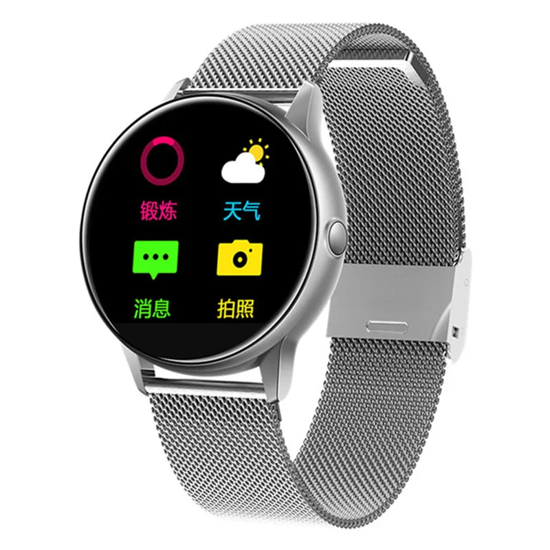Silver Steel Smart Watch C009 AI Round IPS Curved Color Screen Full Screen touch IP68 Waterproof Swimming Mode Fitness Tracke - Цвет: Silver Steel