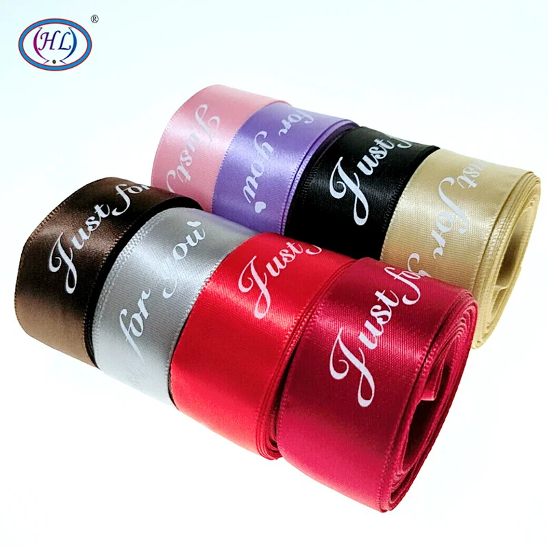 

HL 25MM 5M/8M Just For You Printed Ribbon for Wedding Christmas Party Decorations DIY Bows Craft Ribbons Card Gifts Wrapping