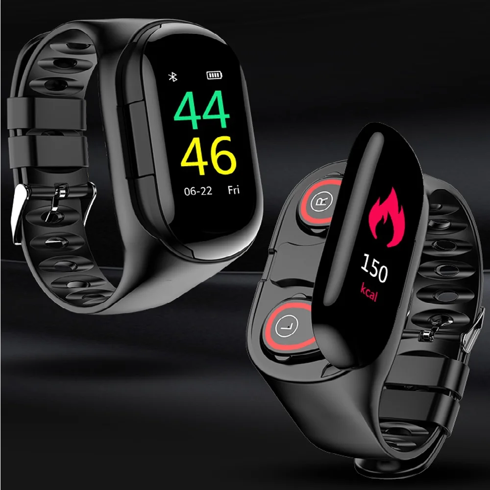

M1 Newest AI Smart Watch With Bluetooth Earphone Heart Rate Monitor Smart Wristband Long Time Standby Sport Watch Men