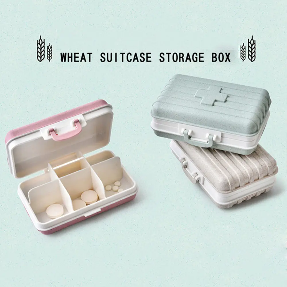 

Wheat Straw Plastic Storage Box Organizer Storage Medical Boxes Pill Medicine Kit Molle Bins Mini Bag Organiser Candy Outdoor