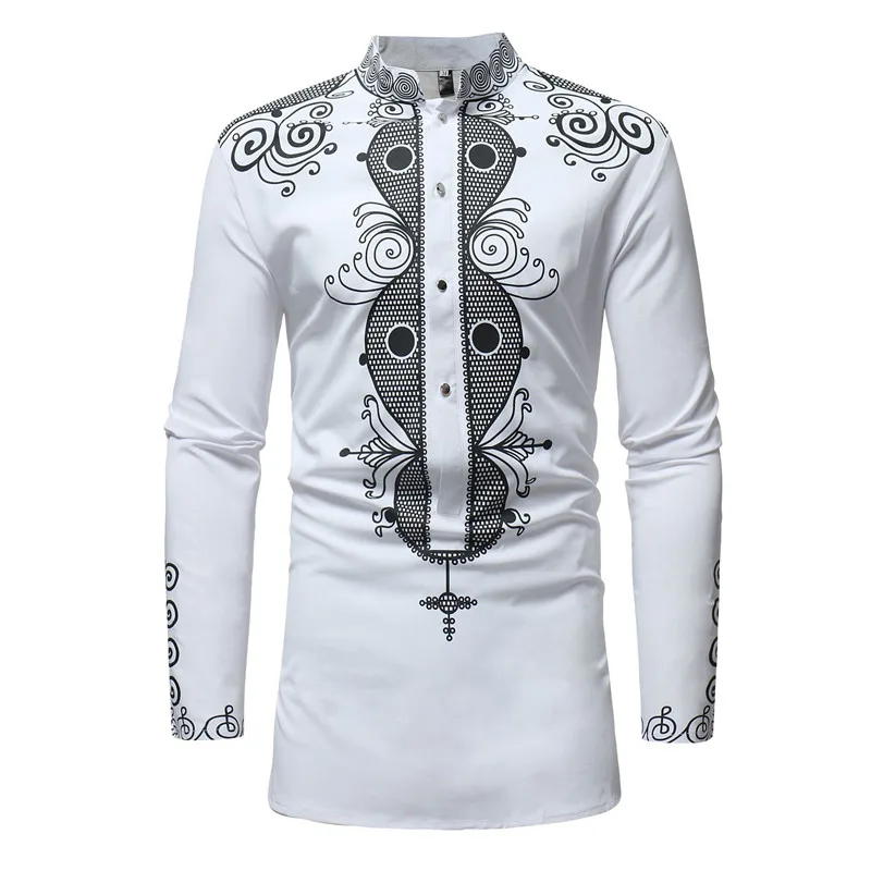 6004 white Модные Для мужчин s африканская одежда, футболка Homme осень комплект из обуви в африканском стиле Dashiki платье с принтом Футболка Для мужчин Повседневное в африканском стиле Костюмы 3XL - Цвет: 6004 white