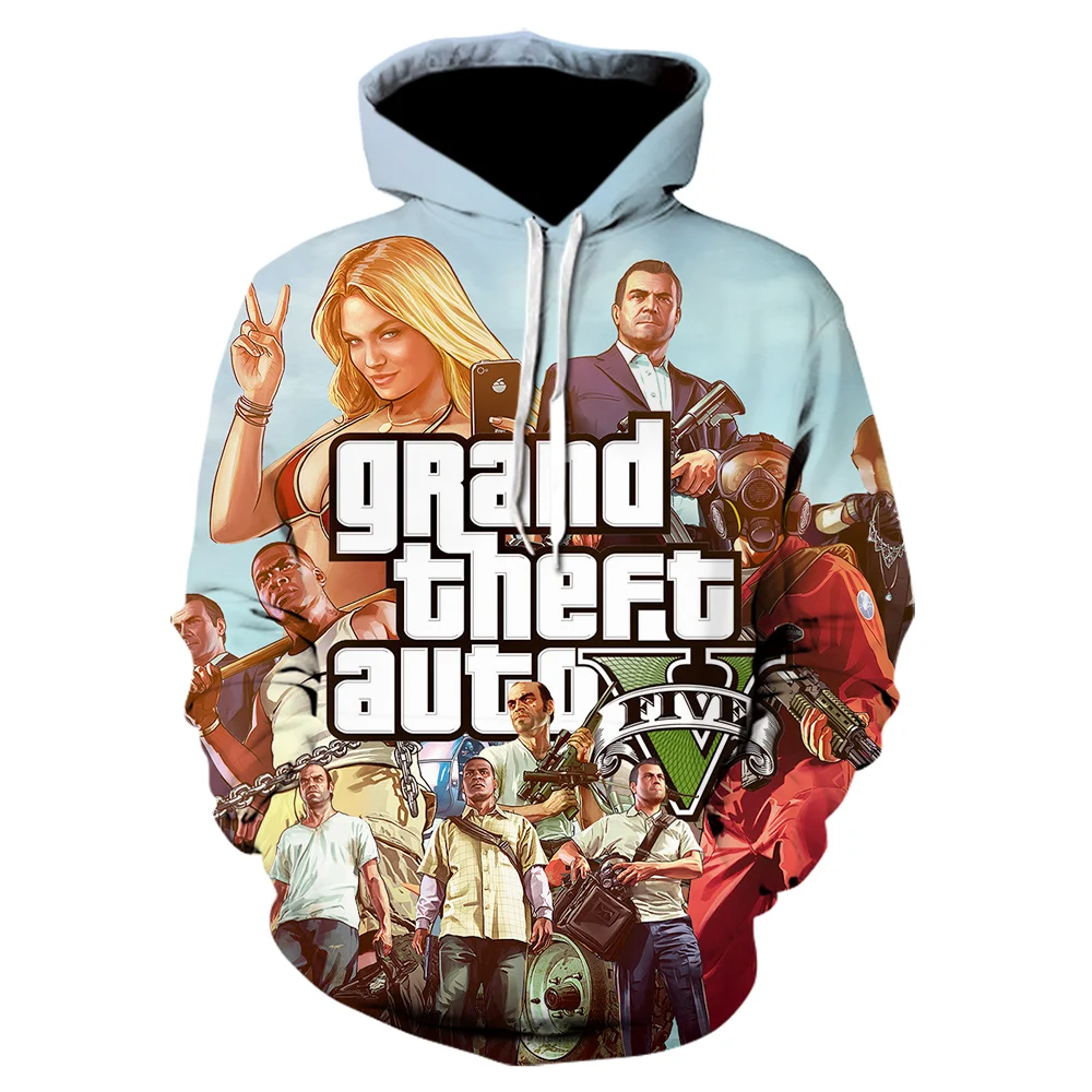 Grand Theft Auto 3D 2020fun GTA 5 Необычные толстовки с длинным рукавом уличный стиль толстовка
