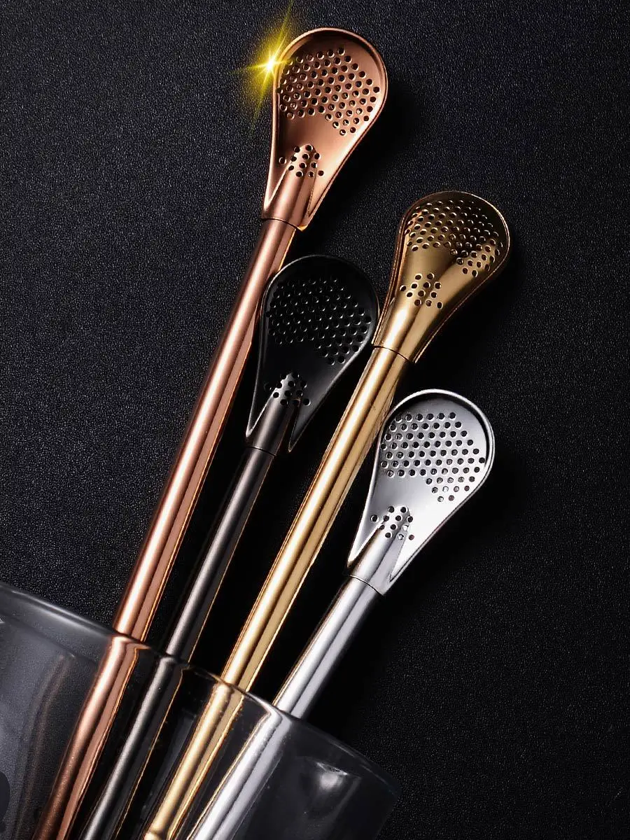 

304 Mix Spoon Straw Spoon Sub-Hot Drinks Stir Stainless Steel Yerba Mate Spoon Coffee Spoon Residue Mainland China Scented Tea o