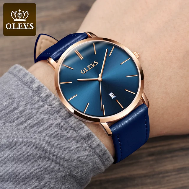 Olevs Ultra Thin Men Watches Top Brand Fashion Casual Dress 
