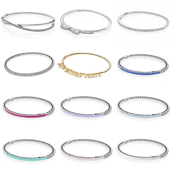 

Sparkling Bow Entwined Radiant Hearts Twinkling Forever Bangle Fit Europe Bracelet 925 Sterling Silver Bead Charms Jewelry