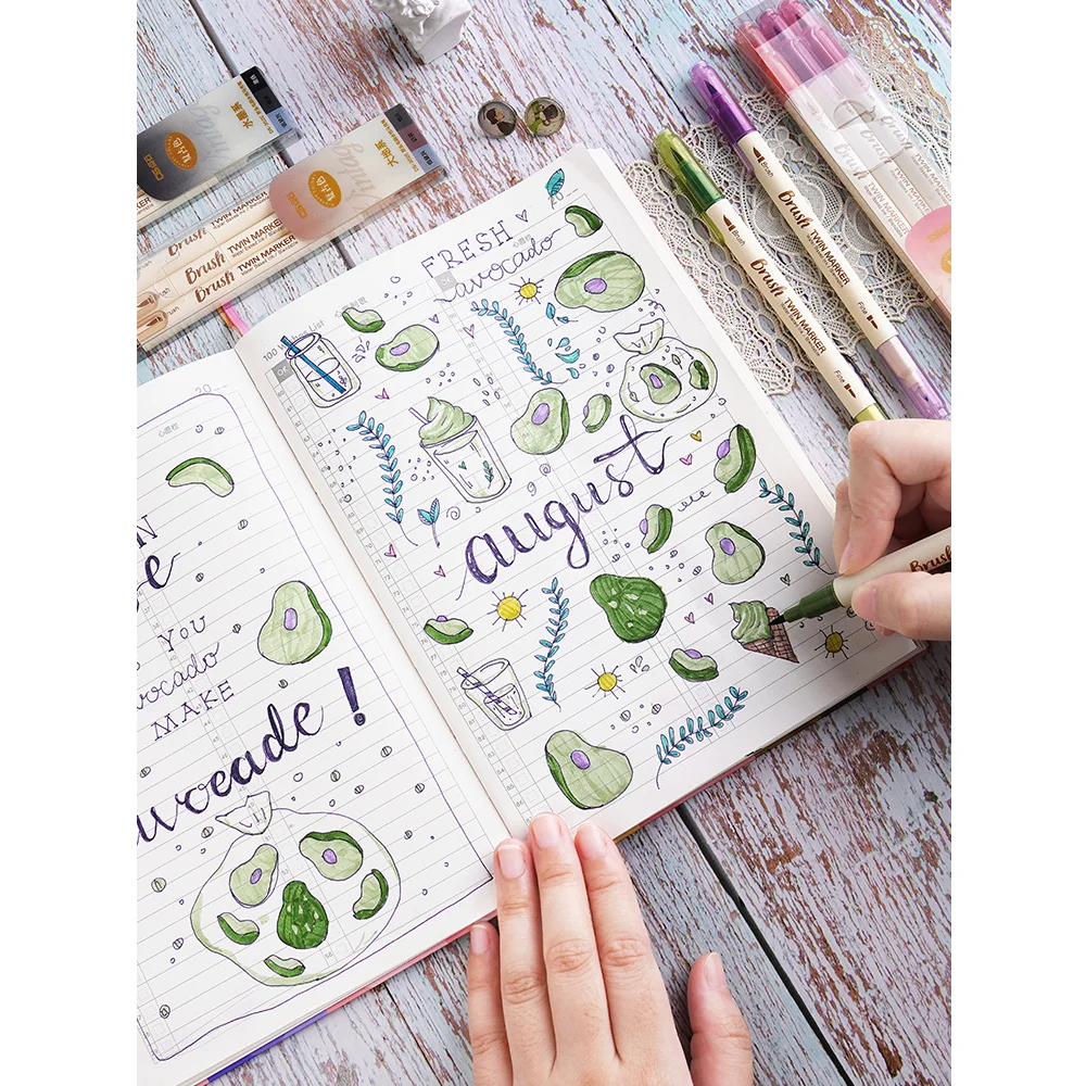 3pcs Retro color Twin Marker Pens Set Brush Drawing Fine Liner Water Based Ink Blendable Watercolor Art Painting School A6133 permanent marker pen,white marker pens,marker pens,color marker pens,permanent marker,permanent markers,pen marker,paint marker pen,markers pen,marker pen