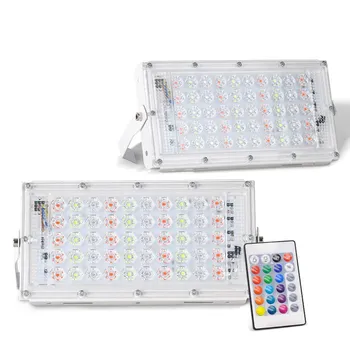 

LED floodlight remote control RGB floodlight with remote control 50W LED waterproof ultralight floodlight 220V