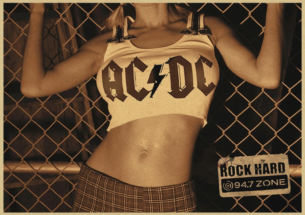Австралийская рок-группа ACDC Malcolm Angus крафт-бумага винтажный настенный плакат стикер - Цвет: Небесно-голубой