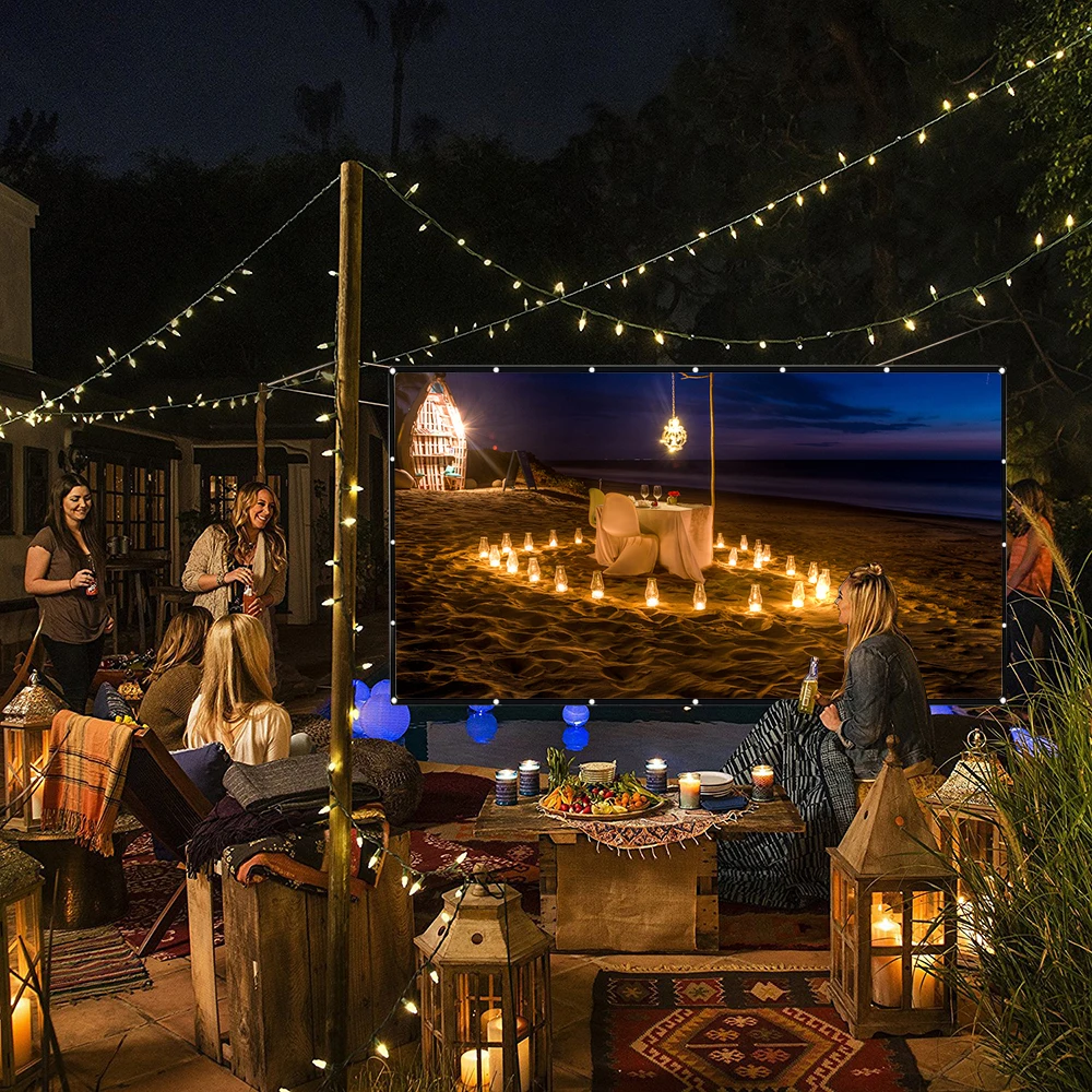 120-inch Projector Screen Anti-Crease Foldable Indoor Outdoor Projector Screen for Home Theater 16:9 HD Portable Projection