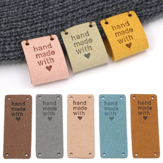 20Pcs Fiber Leather Tags For Handmade With Love Labels For Clothes Sew  Label Hand Made Tag For Hats Knitted Garment Accessories - AliExpress