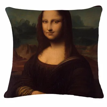 

Mona Lisa Smile Art Renaissance Oil Painting Cushion Cover Michelangelo Sistine Cotton Linen Sofa Decorative Pillow Case