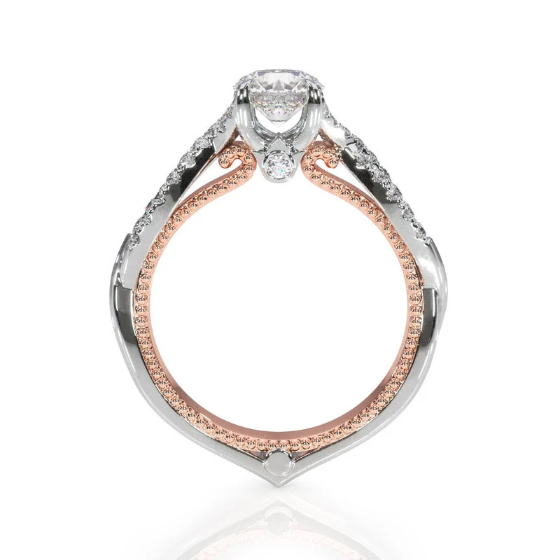 GUYINKU 14 к розовое Белое золото два тона центр 1ct 6,5 мм EF цвет Moissanite двойной слой обручальное кольцо для женщин свадебный подарок