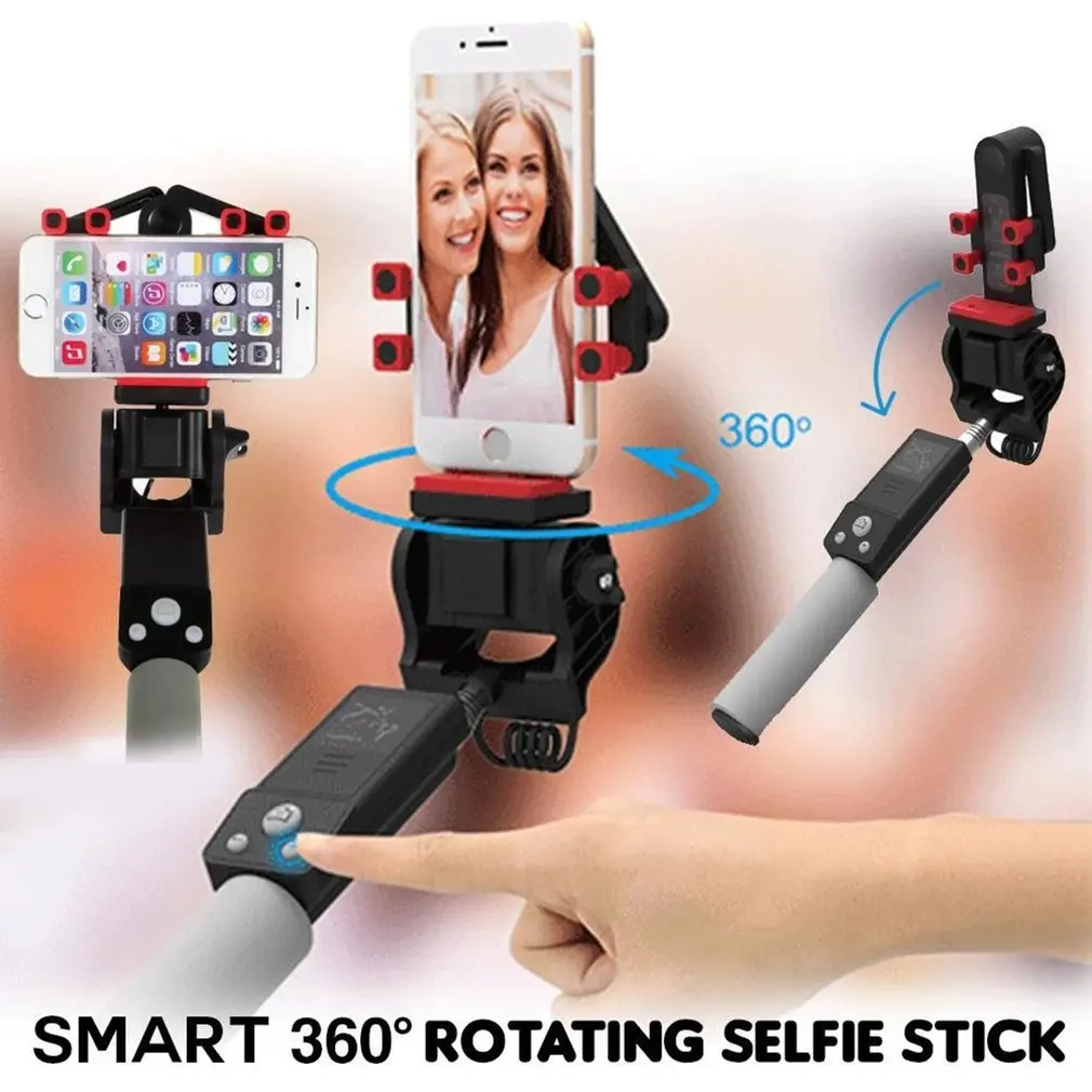 Portable 360 Degree Smart Rotation Extendable Selfie Stick Wireless Bluetooth 4.0 Remote Control For Android IOS