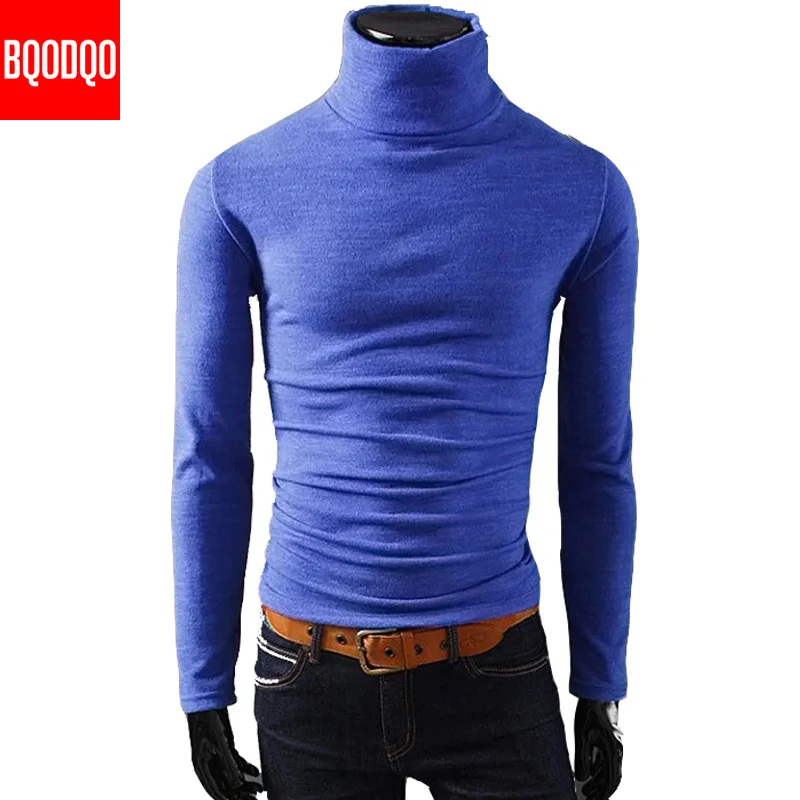 Водолазка футболка Мужская модная однотонная черная с длинным рукавом Уличная