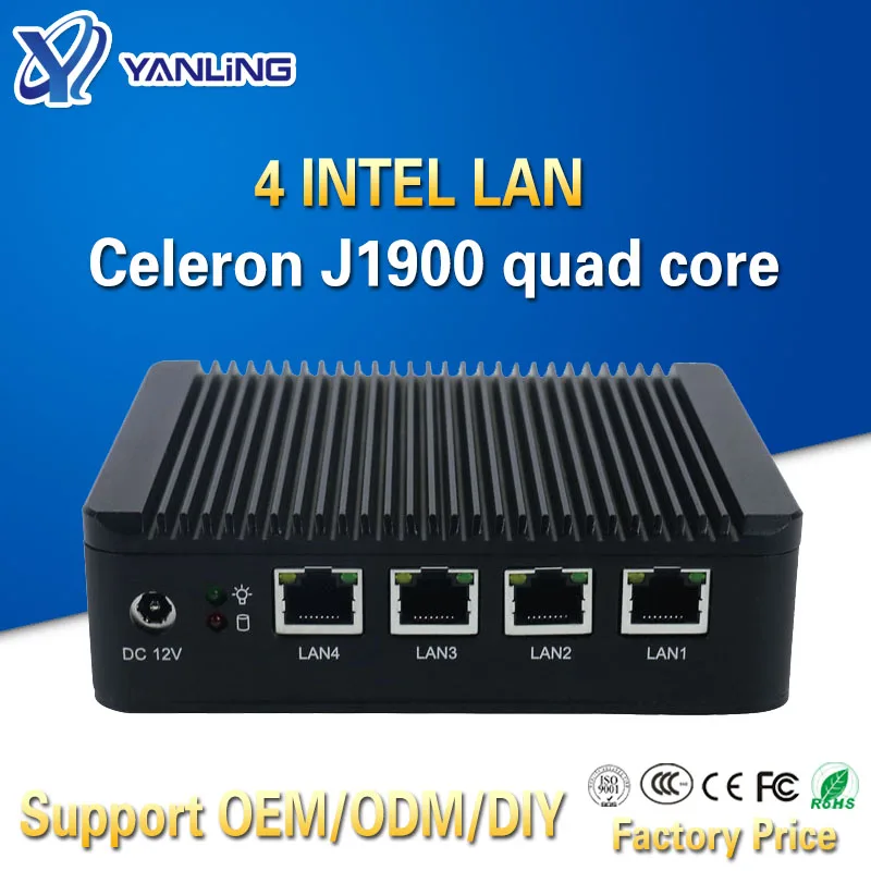 4 порта Lan pfsense брандмауэр barebone mini pc celeron J1900 Встроенный 3g 4g SIM Слот nano itx linux