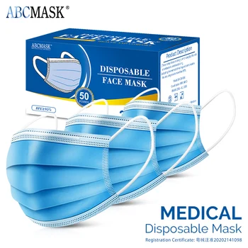 

50pcs men women Disposable Medical Face Mask 3-layer Ear Loop Breathable Protective Surgical Masks