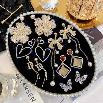 

New Fashion Round Dangle Drop Earrings for Women Needle Temperament Earrings Geometric Round Heart Gold Earring Wedding 2020