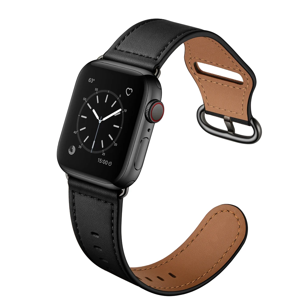 Ремешки для наручных часов для Apple Watch, ремешок серии 5 44 мм, браслет из натуральной кожи, ремешок для iWatch серии 5, 4, 40 мм, деловой мужской браслет