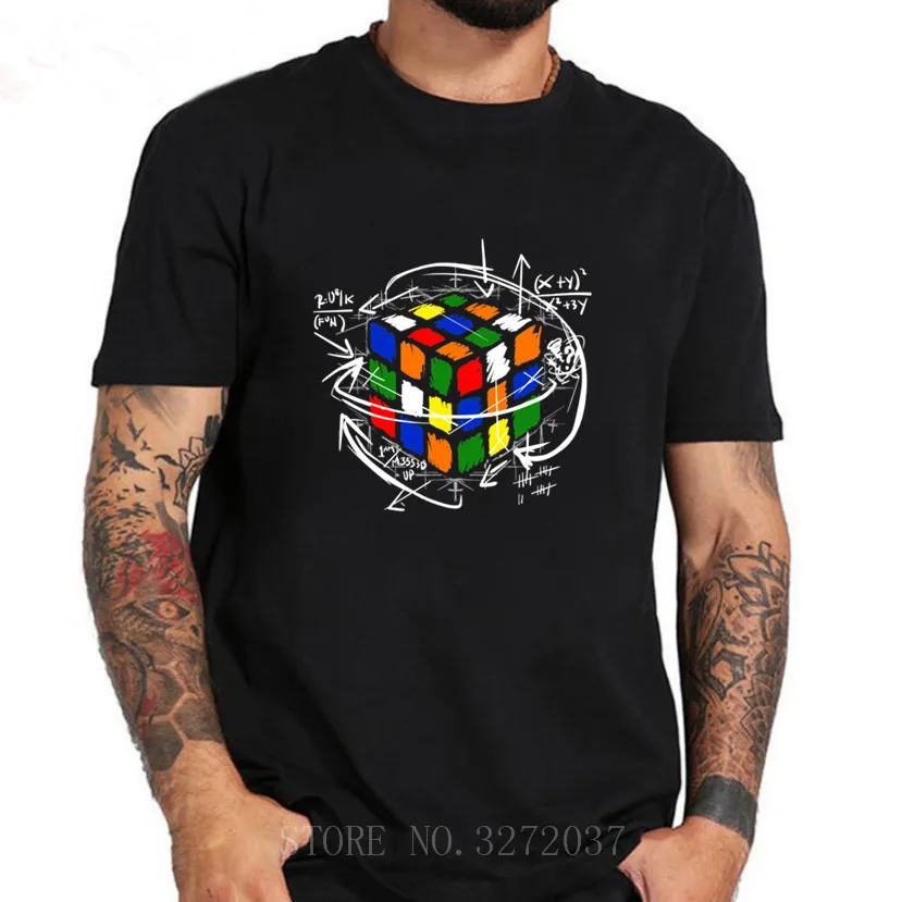 

2019 New Magic Cube Math Work Design Men T-shirt Short Sleeve Hipster Tops Rubik cube Printed t shirts Cool tee