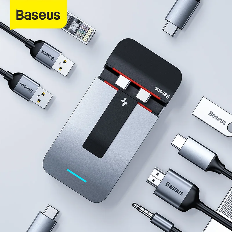 Baseus Мульти USB Type C концентратор к HDMI RJ45 3 0 Thunderbolt сплиттер комбинированный 9 в 1