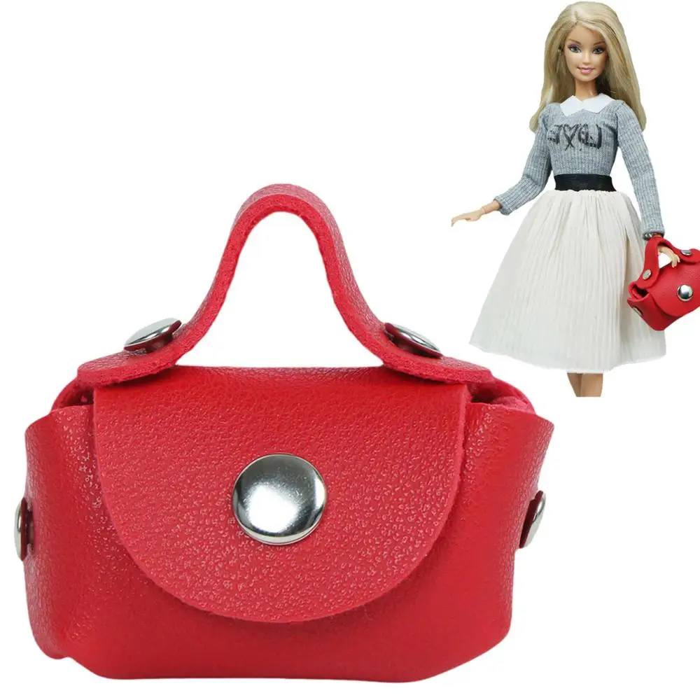 10x Handbags 10 шт./компл., красная кожаная сумка ручной работы для куклы, модная сумка для покупок на плечо для Барби, аксессуары для кукол игрушки - Цвет: 10x Handbags