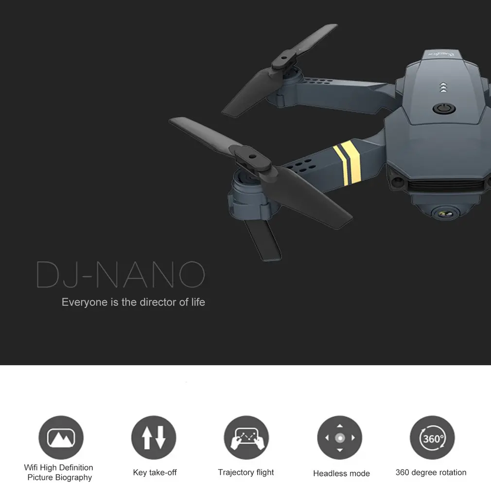 DJ-1 2,4 ГГц wifi FPV складной Радиоуправляемый Дрон с широким углом 2.0MP HD камера высота удерживает Безголовый режим самолета с 2 батареями
