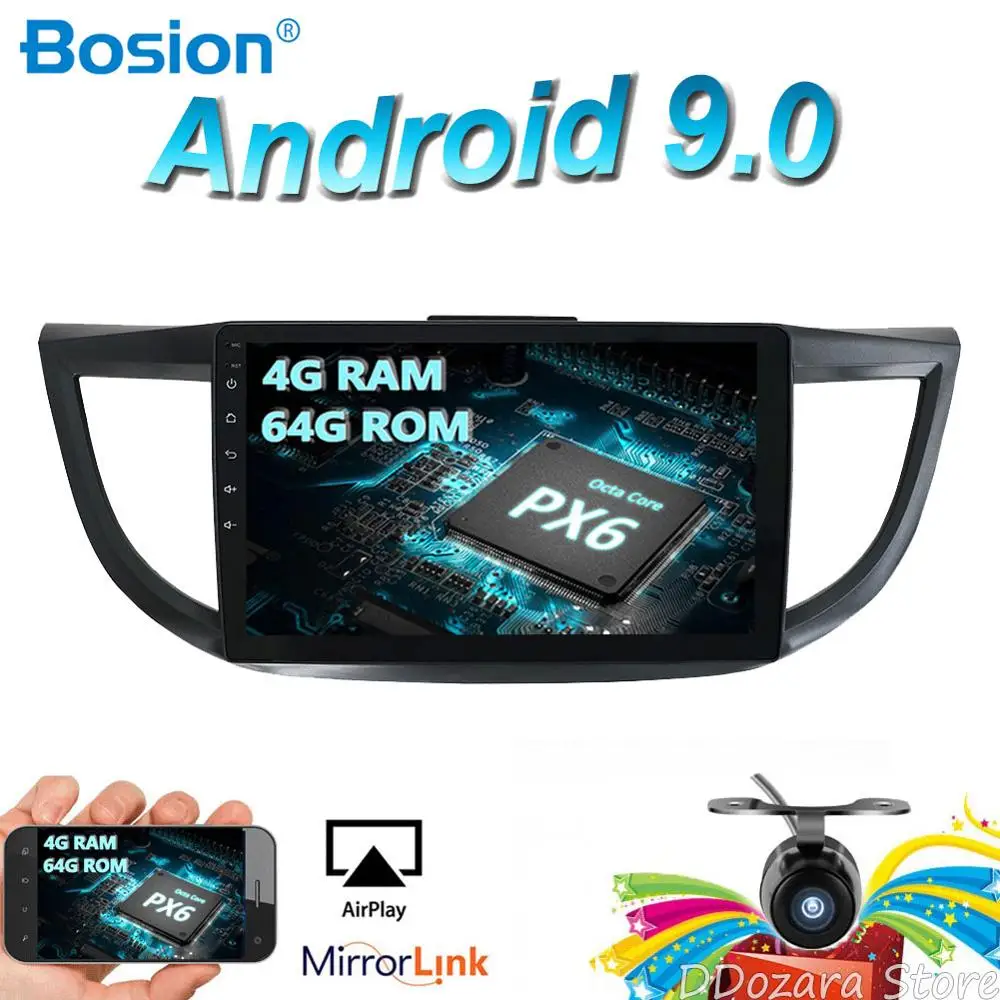 2din Android 9,0 Автомобильный мультимедийный плеер для HONDA CRV 2012 2013- gps навигация Wifi Bluetooth Камера 4 Гб ram 64 Гб rom