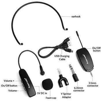 

Stable Signal Stage Wireless Microphone Hands Free Voice Amplifier Teaching Strong Compatibility No Noise Audio Headworn UHF