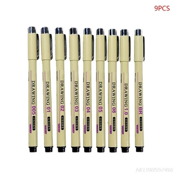 

6/7/8/9pcs Black Technical Graphic Fine Hook Line Painting Drawing Pen Sketch Ink Marker Pens N20 20 Dropshipping