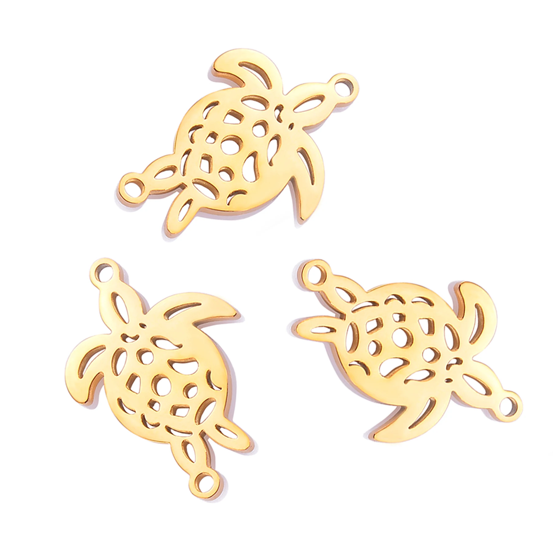

10pcs Turtle Charms DIY Bracelets Necklace Stainless Steel Sea Tortoise Pendant Connectors Jewelry Craft Making Wholesale