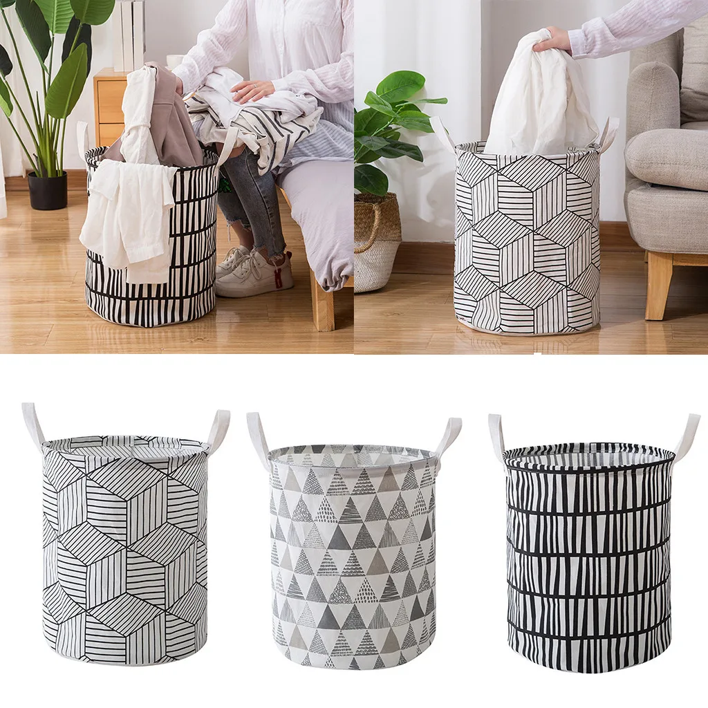 

Laundry Hamper Dirty Cloth Basket Printing Waterproof Washing Bag Foldable Storage Organizer Save Space Bathroom Storage Bin#Y20