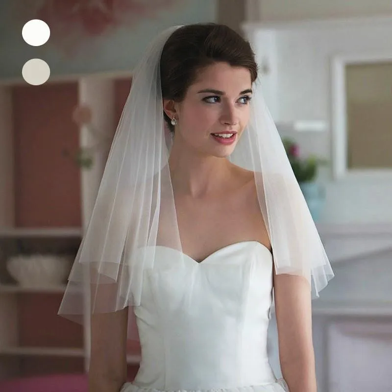 Elegant Short Woman 2 layers 75 CM With Comb Ivory Veil for Cut Edge Tulle Wedding Veil Elegant Short Woman 2 layers 75 CM With Comb Ivory Veil for Cut Edge Tulle Wedding Veil