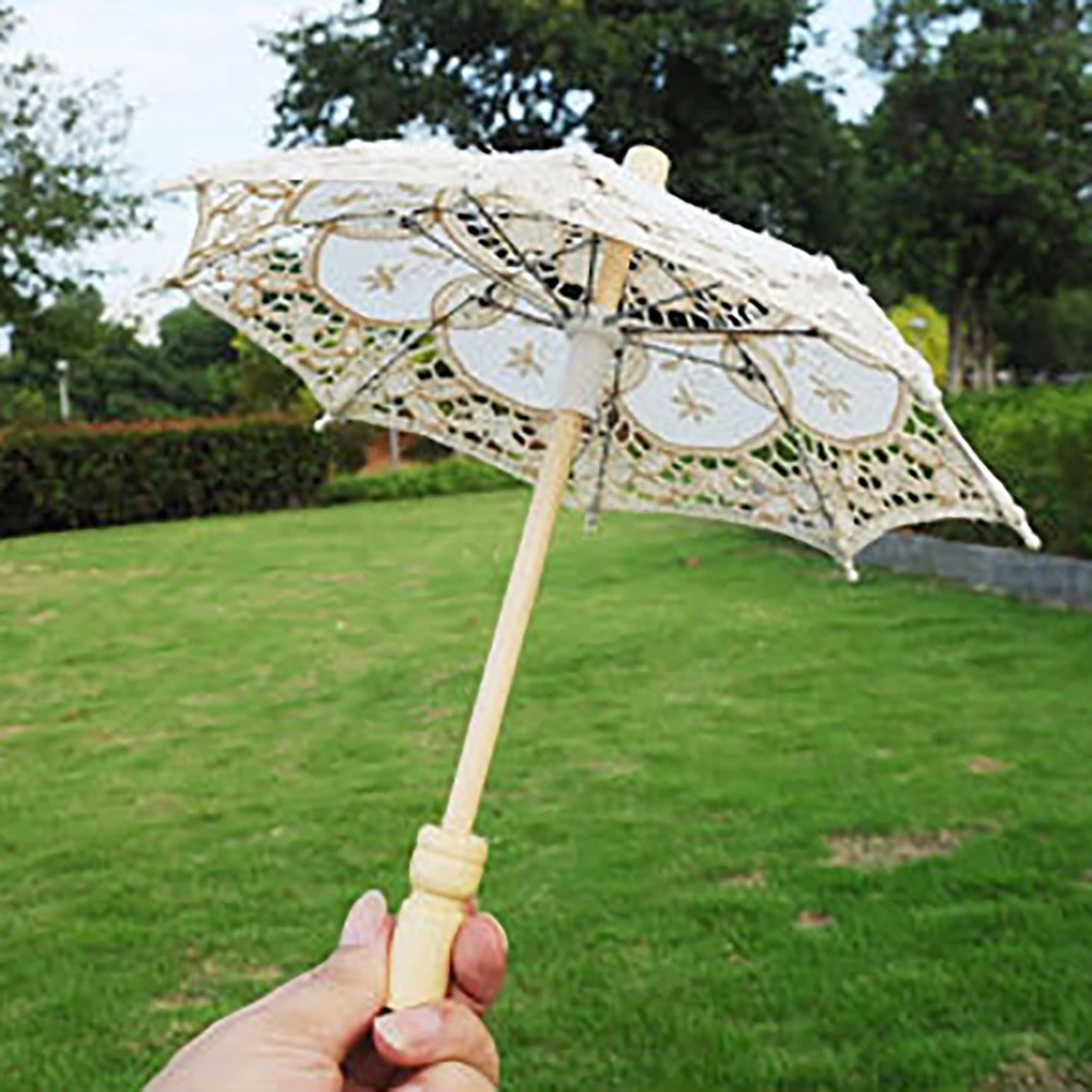 Sombrilla de blanco y Beige para decoración de bodas, paraguas de Encaje Vintage para fotografía|Decoraciones DIY de fiestas| - AliExpress