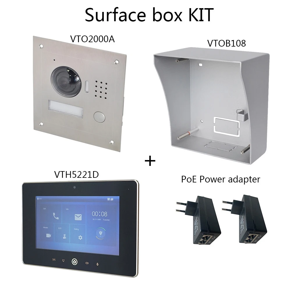 

DH logo Multi-Language Video intercom KIT Include VTO2000A & VTH5221D & PoE adapter,SIP firmware version