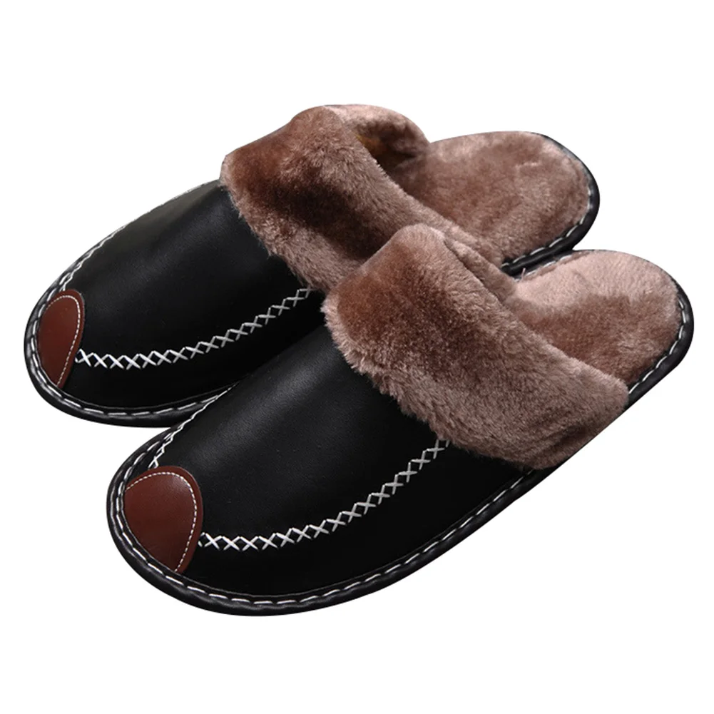 1 пара; повседневные домашние тапочки унисекс; женские и мужские тапочки из искусственной кожи; теплые мягкие дышащие домашние тапочки; сезон осень-зима; Новинка