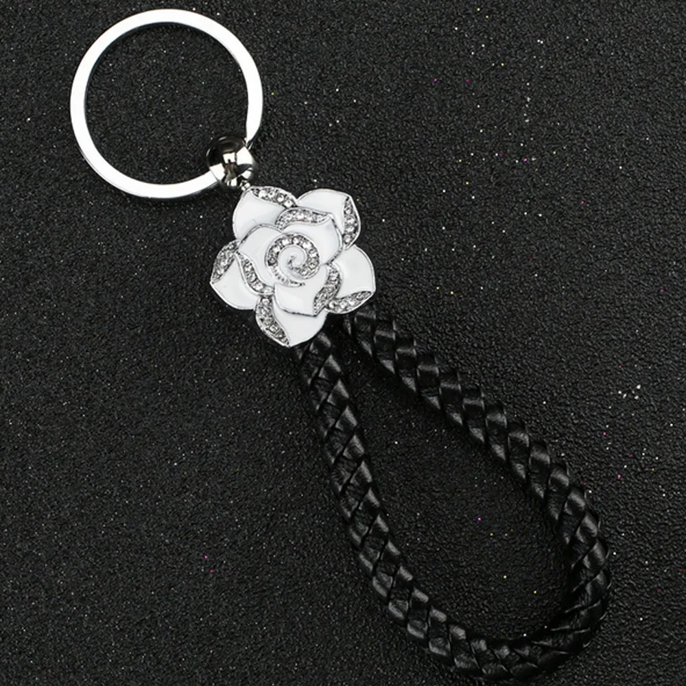 white key ring Амулеты брелок в форме камелии женские безделушки Подвески сумки автомобильный брелок для ключей с игрушкой подарки брелок подарок для автомобиля Стайлинг - Название цвета: white key ring