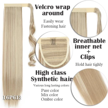 SNOILITE 17''23'' Long wavy Clip In Hair Tail False Hair Ponytail Hairpiece With Hairpins Synthetic Hair PonyTail Hair Extension 2