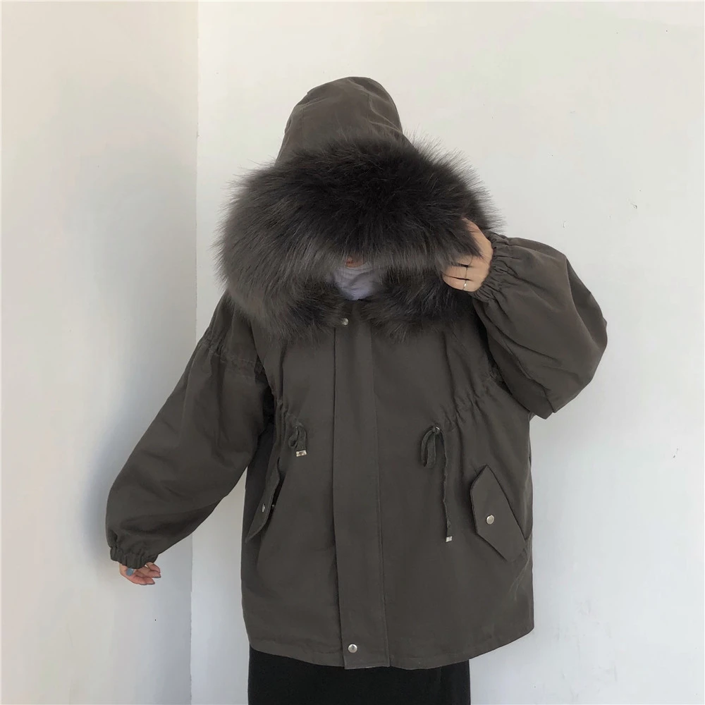 New Winter Coat Womens Warm Velvet Thicken Fur Hooded Parkas Female Long Sleeve Solid Jacket Outwear Manteau Femme Hiver