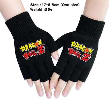 

Anime Dragon Ball Z Goku Knitted Gloves Cartoon Half Finger Boys Girls Autumn Winter Warm Cosplay Unisex Black Mittens Gift