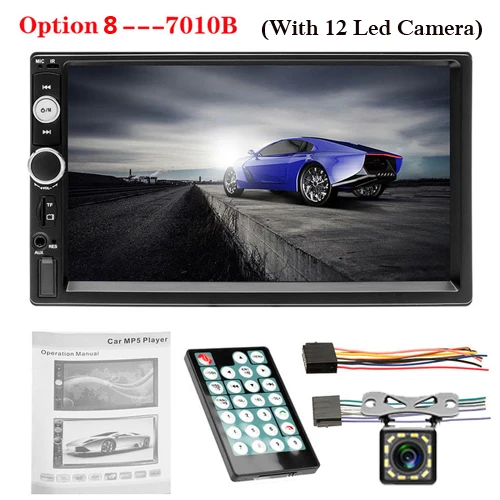 AMPrime 2din Автомагнитола " MP5 плеер сенсорный экран SD/FM/MP4/USB/AUX Bluetooth Мультимедиа USB 2 Din Авторадио автомобильный монитор резервного копирования - Цвет: Option 8--7010B
