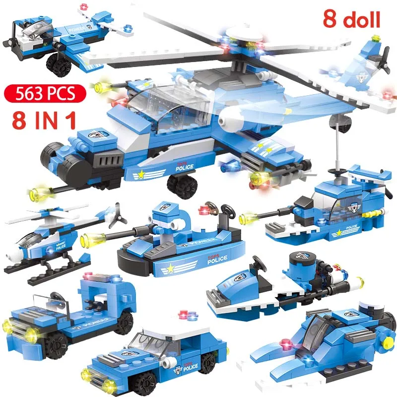 Skup 1122 sztuk 8w1 SWAT City policyjny helikopter samochodowe klocki budowlane kompatybilny Legoinglys policja miejska stacja cegieł zabawki dla dzieci